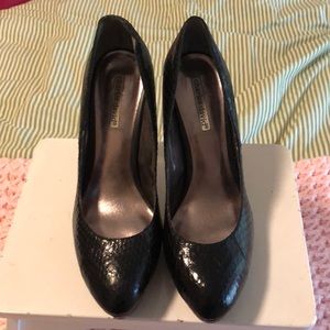 Black Snack skin Heels w/ smokey grey Lucite Heels